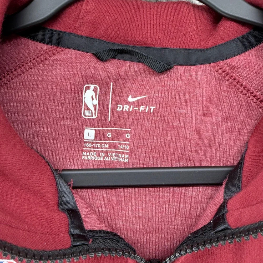 Nike Cleveland Cavaliers Hoodie Kids L 14/16 Red Dri-FIT NBA Basketball Zip Up